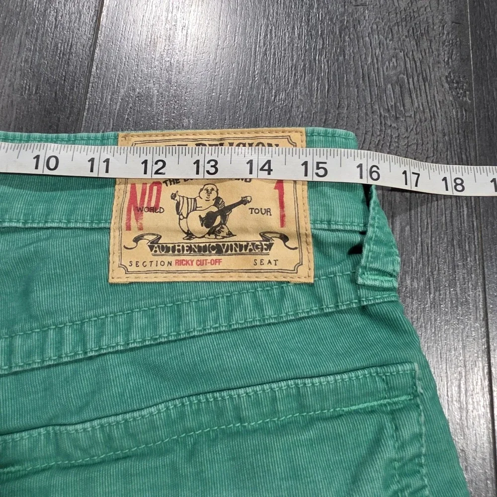 NWT True Religion Ricky Corduroy Cut Off Shorts Men 30 Green Stretch Lightweight
